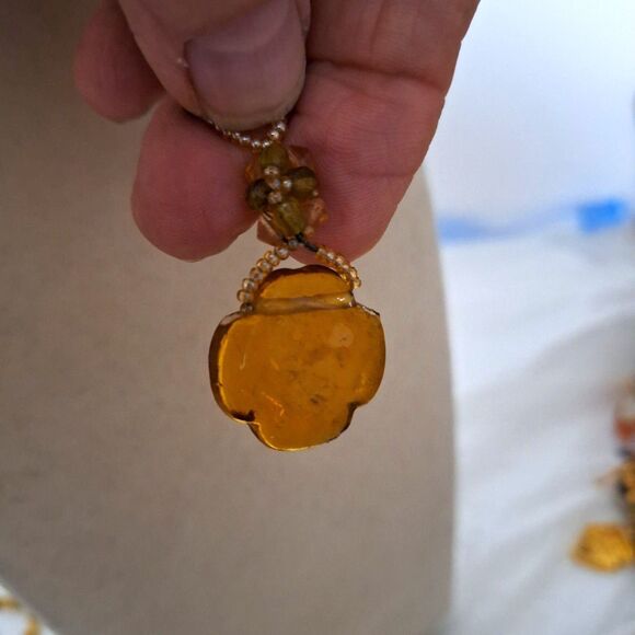 Amber Glass Women's Necklace Beaded Fairy Core Whimsical Boho Feminine - Picture 11 of 11